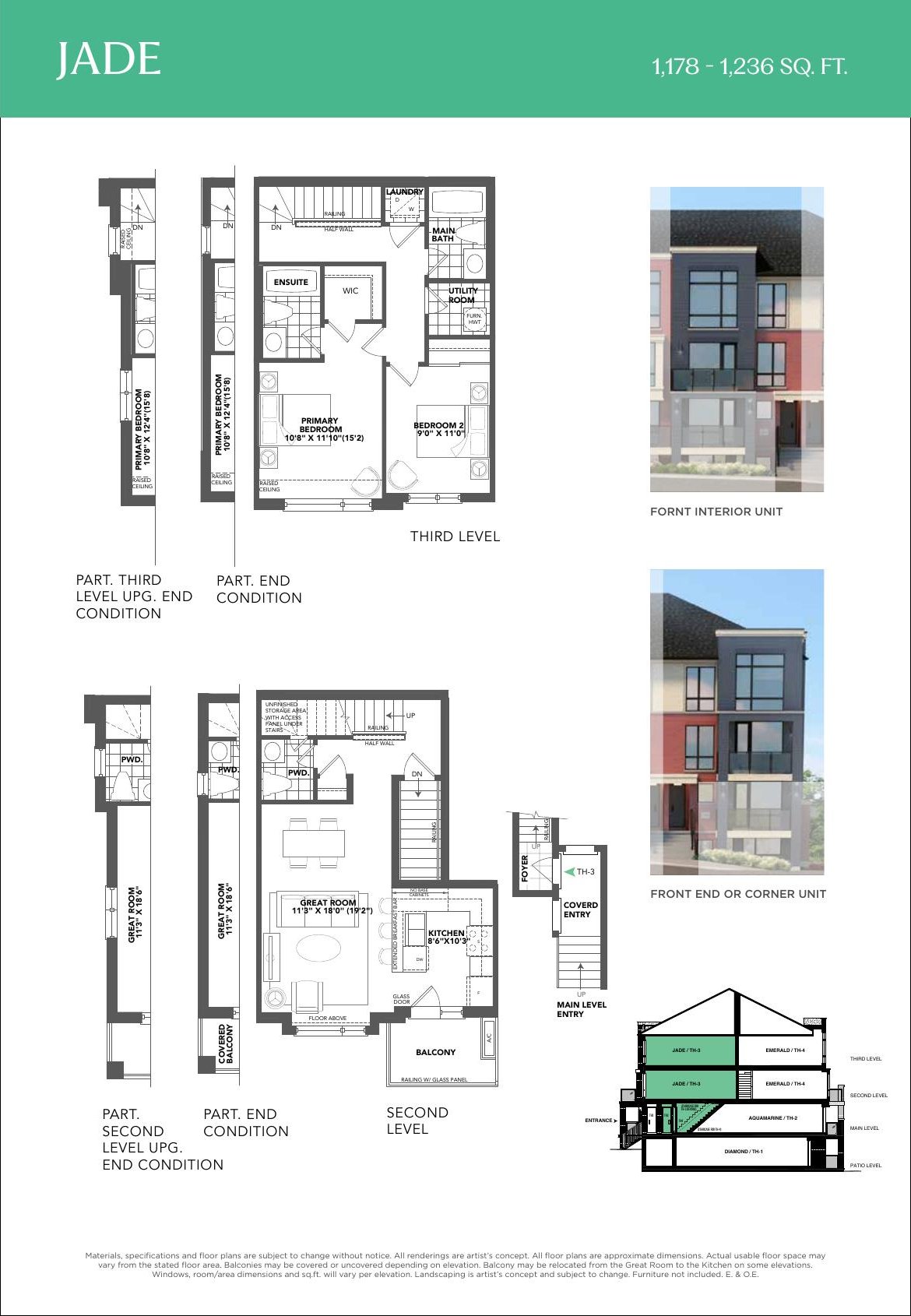 Jade floor plan and elevation